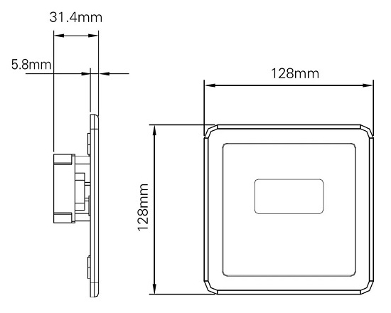 Bản vẽ Van Xả Tiểu Cảm Ứng Âm Tường Miken C302 ( Điện Và Pin ) 