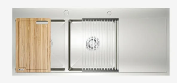 Chậu rửa bát 2 hố cân bàn phải SUS304 Konox KN11650TD-R Workstation Topmount 