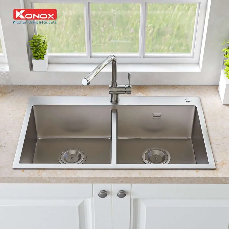 Chậu rửa bát 2 hố cân SUS304 Konox Overmount Series KN8248DOB