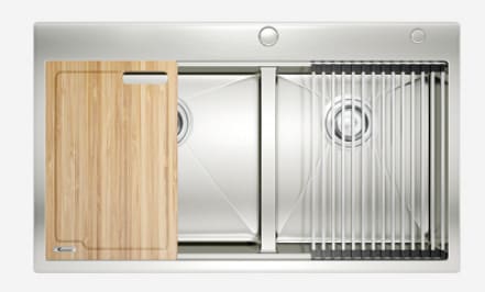 Chậu rửa bát 2 hố lệch SUS304 Konox Workstation Topmount KN8250TD