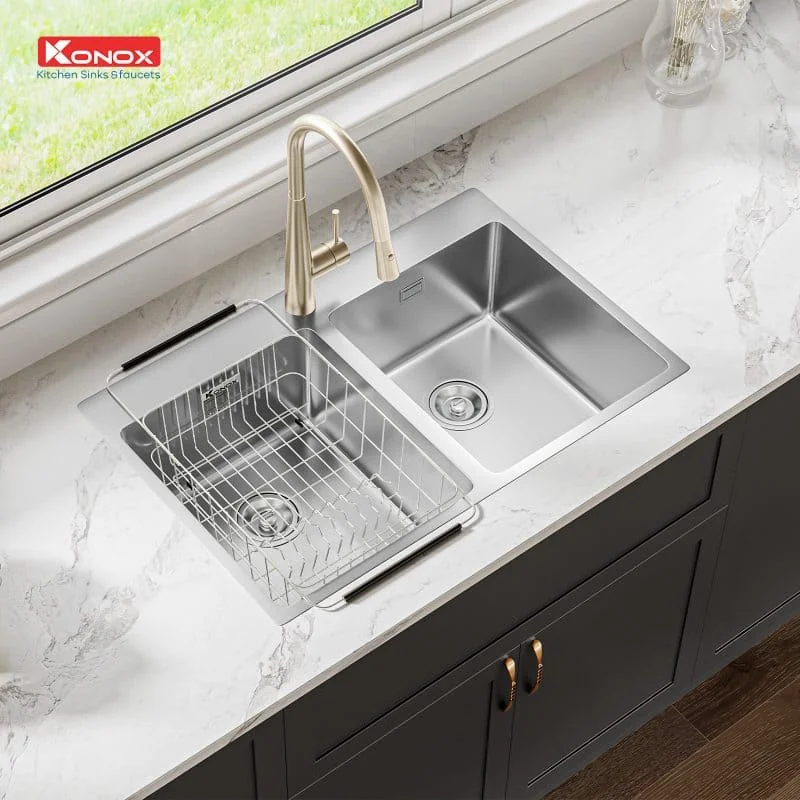 Chậu rửa bát 2 hố lệch SUS304 Konox Unico Series 7650