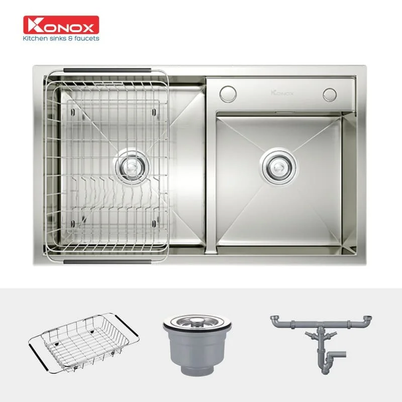 Chậu rửa bát 2 hố cân SUS304 Konox Overmount Series KN8248DO