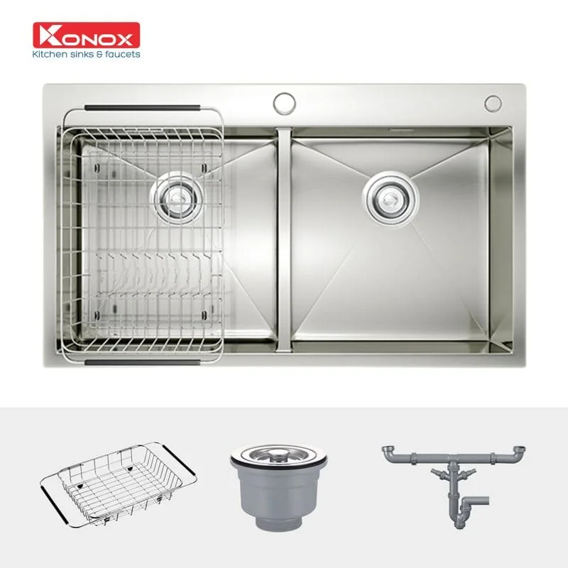 Chậu rửa bát 2 hố cân SUS304 Konox Overmount Series KN8248DOB