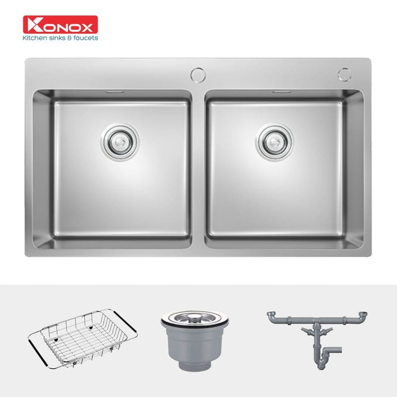 Chậu rửa bát 2 hố SUS304 Konox Unico Series 8850
