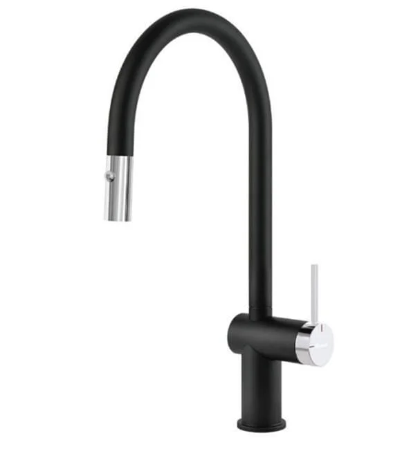 Vòi rửa bát nóng lạnh dây rút Konox Resta Black