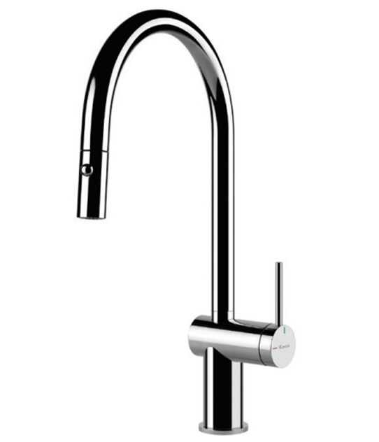 Vòi rửa bát nóng lạnh dây rút Konox Resta Chrome