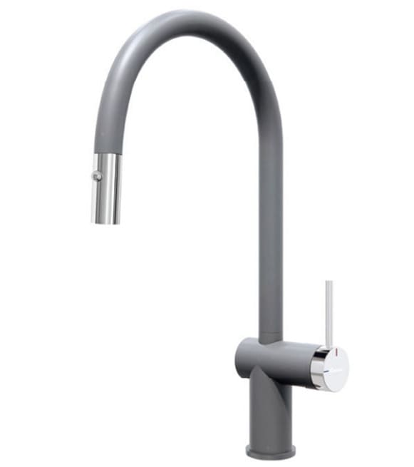 Vòi rửa bát nóng lạnh dây rút Konox Resta Grey