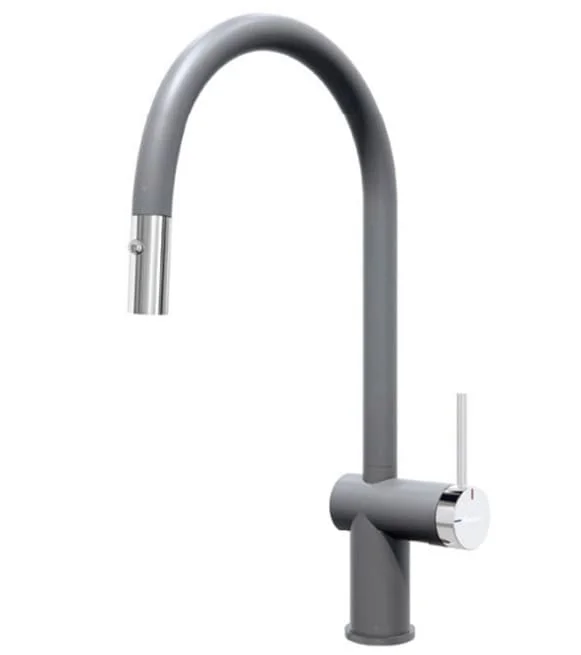 Vòi rửa bát nóng lạnh dây rút Konox Resta Grey