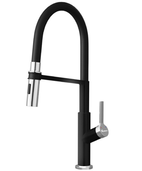 Vòi rửa bát nóng lạnh thân mềm Konox Tema Black