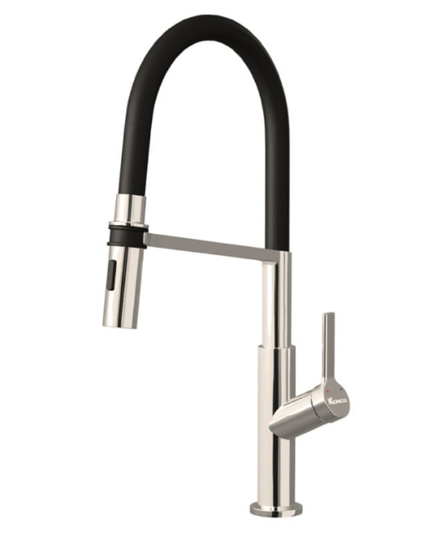 Vòi rửa bát nóng lạnh thân mềm Konox Tema Nickel