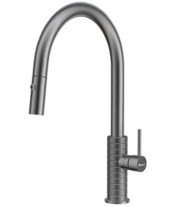 Vòi rửa bát nóng lạnh dây rút Konox Venice Gun Metal