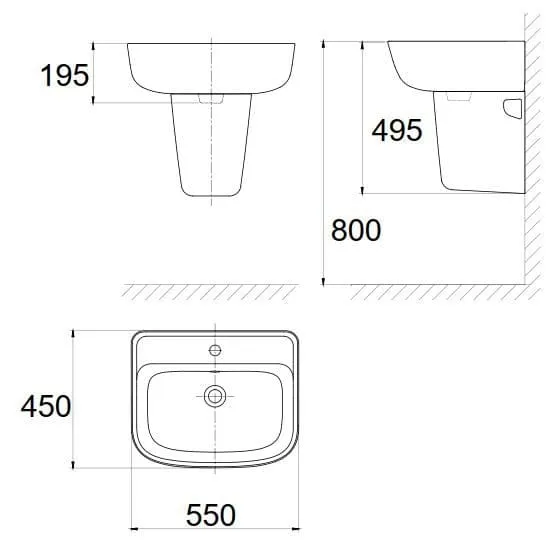 Bản vẽ Chậu rửa lavabo treo tường American Standard VF-0262