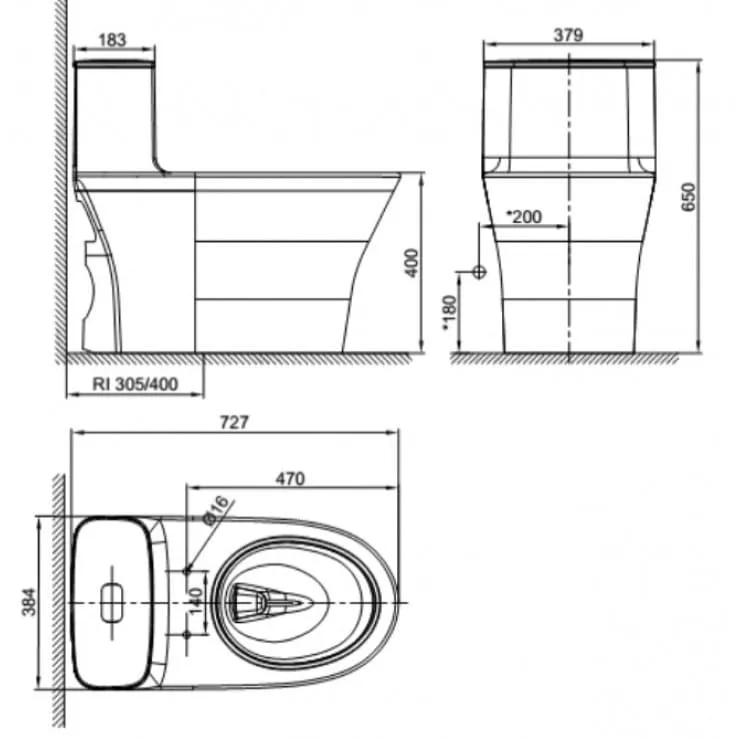 Bản vẽ Bàn cầu rửa cơ American Standard VF-1880SW