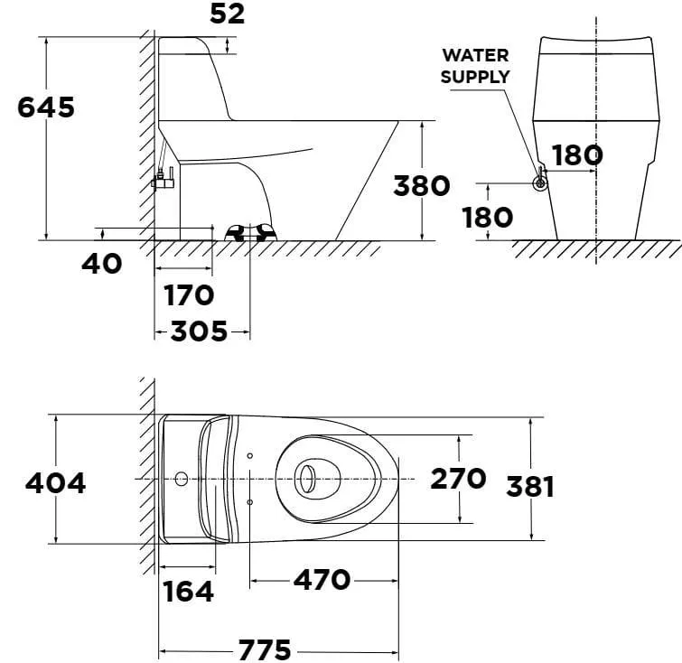 Bản vẽ Bàn cầu điện tử American Standard VF-2010PR
