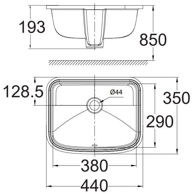 Bản vẽ Chậu rửa lavabo âm bàn American Standard WP-0468