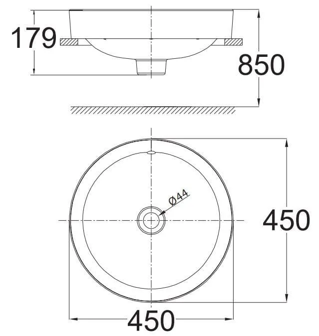 Bản vẽ Chậu rửa lavabo đặt bàn American Standard WP-0639