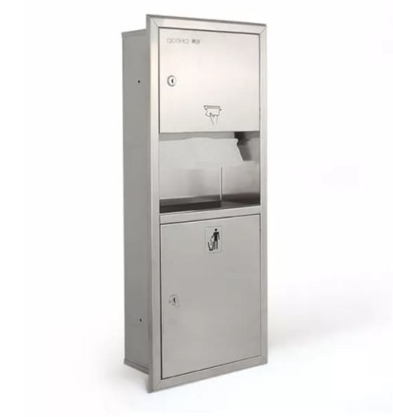 Hộp giấy kèm thùng rác âm tường Inox 304 Miken MKG-728E