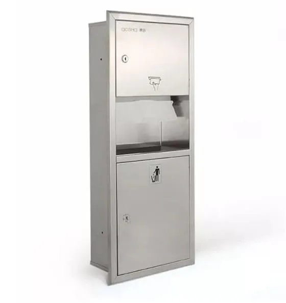 Hộp giấy kèm thùng rác âm tường Inox 304 Miken MKG-728E