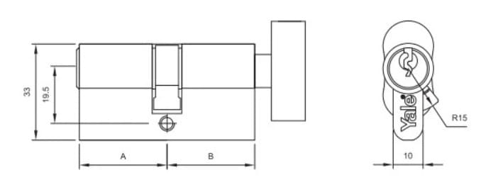 Ruột Khóa Yale 10-0503-3232-CK-22-11 Một Đầu Chìa Màu Nikel Mờ
