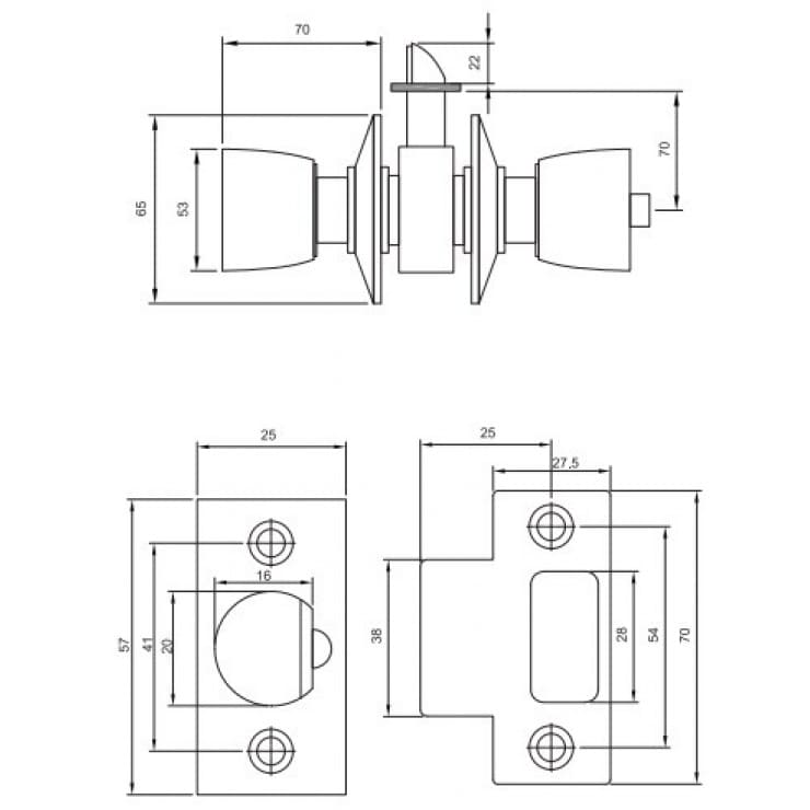 Bản vẽ Khóa Tay Nắm Tròn Yale CA4157 US32D