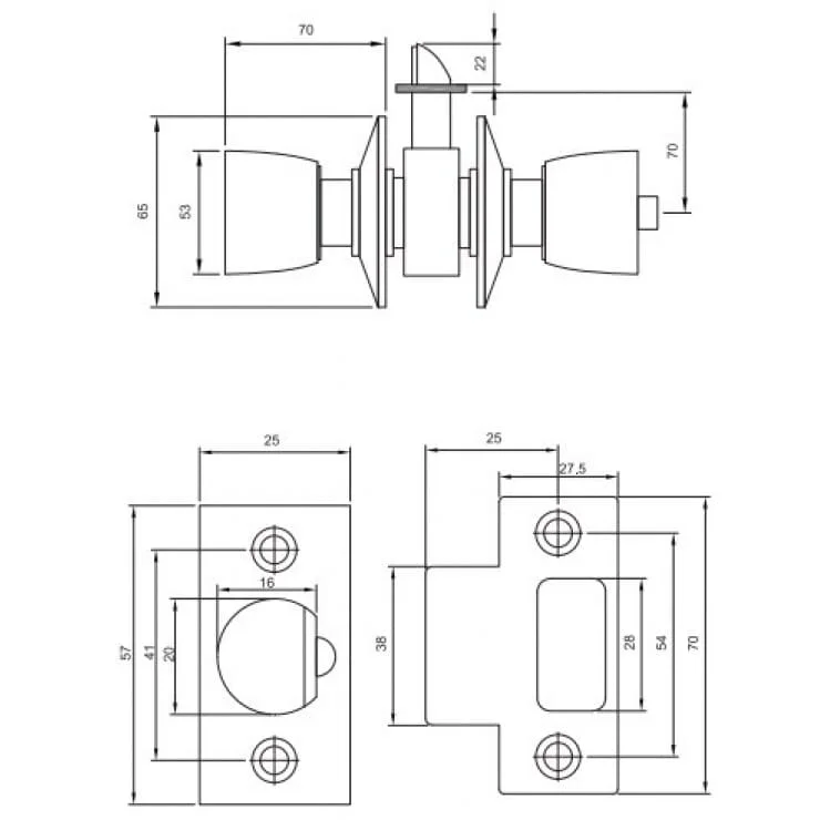 Bản vẽ Khóa Tay Nắm Tròn Yale CA4157 US32D