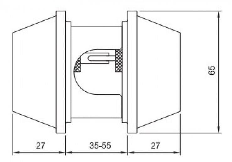 Bản vẽ Khóa Cóc Yale Hai Đầu Chìa V8121US3 Màu Đồng Bóng