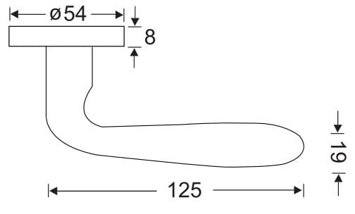 Bản vẽ Tay Nắm Gạt Cửa Phòng Yale YTL050 US32D Inox Mờ 