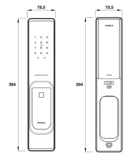Bản vẽ Khóa Cửa Điện Tử Yale PP8100 912.20.260 Vân Tay - Thẻ Từ