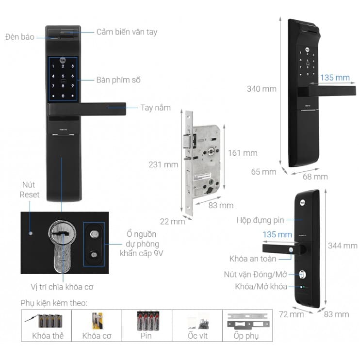 Khóa Điện Tử Yale YDM7116 MB Đa Năng