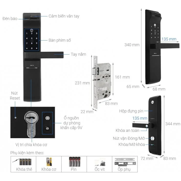 Khóa Điện Tử Yale YDM7116 MB Đa Năng