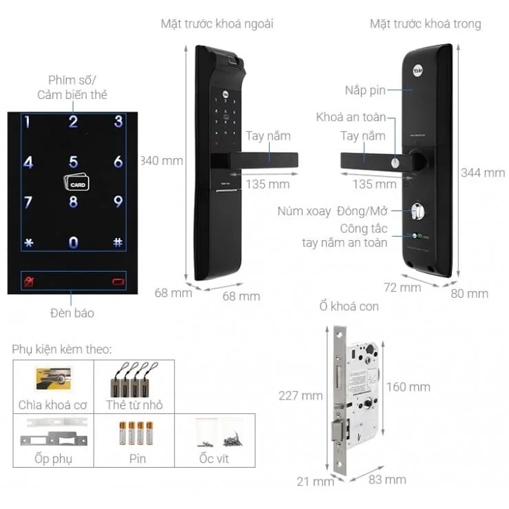 Khóa Điện Tử Yale YDM7116A MB Đa Năng Màu Đen