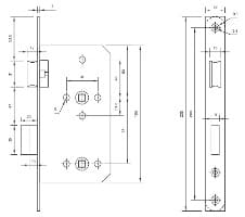 Bản vẽ Thân Khóa Cửa Vệ Sinh Yale YML07/5578 US32D Màu Inox Mờ