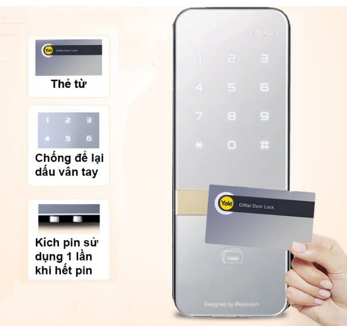 Khóa Cửa Điện Tử Yale YDR323 Thẻ Từ 