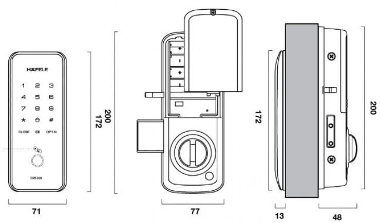 Bản vẽ Khóa Cửa Điện Tử Yale YDR41 Vân Tay