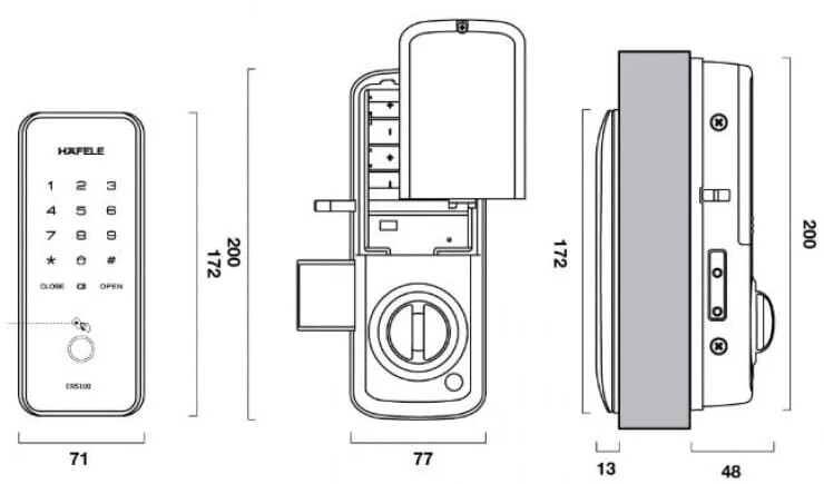 Bản vẽ Khóa Cửa Điện Tử Yale YDR41 Vân Tay