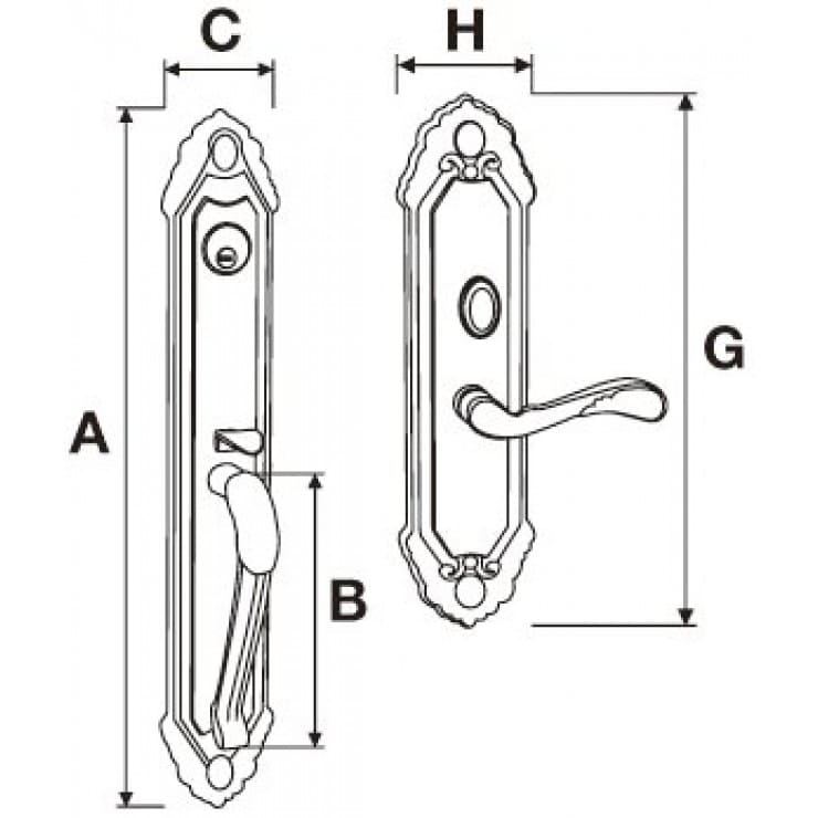 Bản vẽ Khóa Cửa Chính Yale M8773 G1 US3 Dòng M8700 Vàng