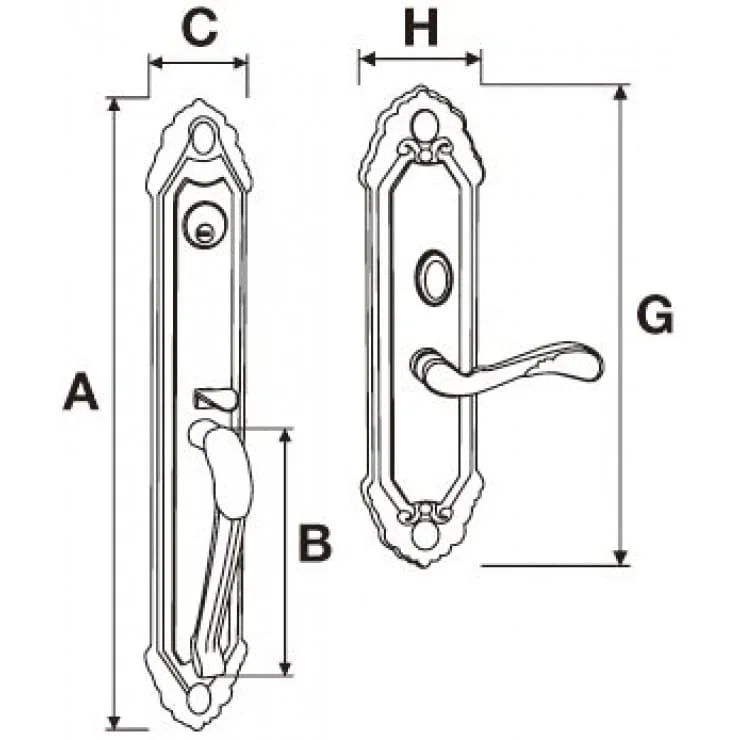 Bản vẽ Khóa Cửa Chính Yale M8773 G1 US3 Dòng M8700 Vàng
