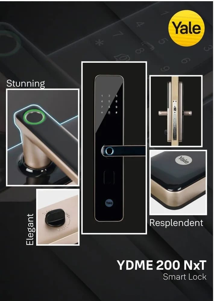 Khóa Cửa Điện Tử Yale YDME 200 NxT Đa Năng Màu Vàng Đen