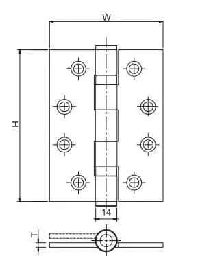 Bản vẽ Bản Lề Lá Yale Y2BB3-06US32D Inox Mờ