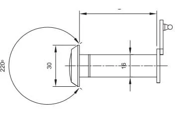 Bản vẽ Mắt Thần Yale YDG-031 US26D Chrome Mờ