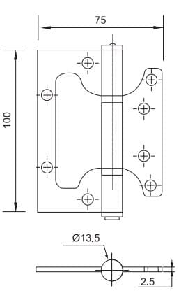 Bản vẽ Bản Lề Âm Dương Yale YFH-01 US32D Inox Mờ