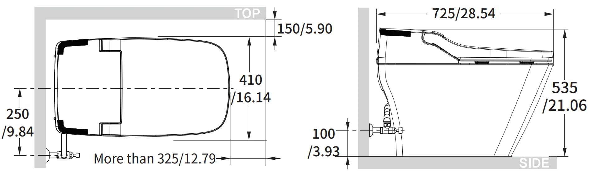 Bản vẽ kỹ thuật bồn cầu điện tử Vovo RTB-090W