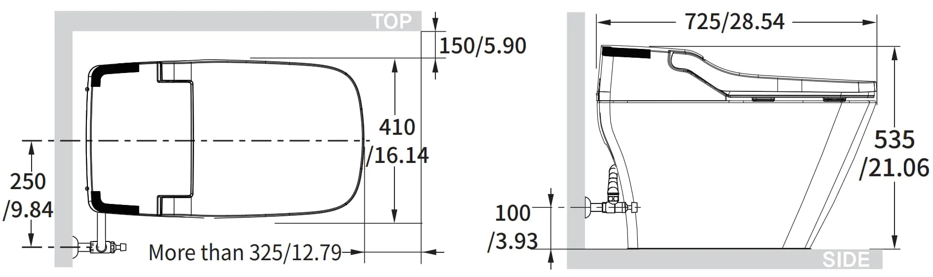 Bản vẽ kỹ thuật bồn cầu điện tử Vovo RTB-090W