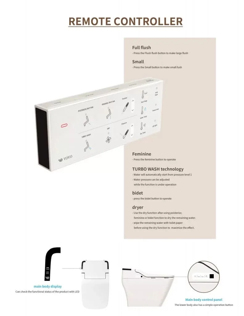 Bàn cầu thông minh Vovo TCB-090S nhập khẩu Hàn Quốc