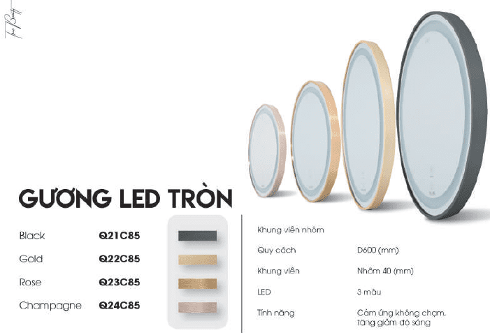 Các màu khung viền nhôm gương led Q24C85