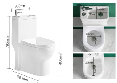 Bản vẽ kỹ thuật Bồn Cầu Thoát Ngang Kết Hợp Chậu Rửa CleanMax BLC102 