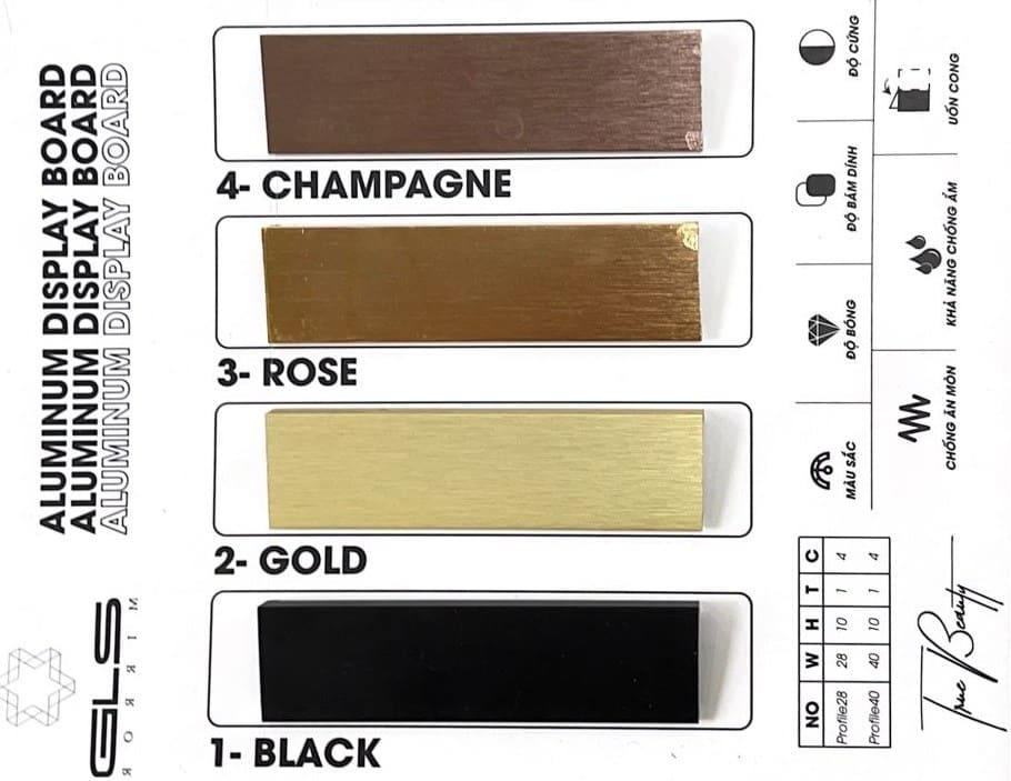 Các màu viền nhôm lựa chọn thay thế gương GLS F14E30