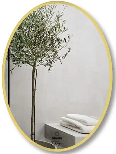 Gương soi elip Mifaco ME5071 viền nhôm vàng