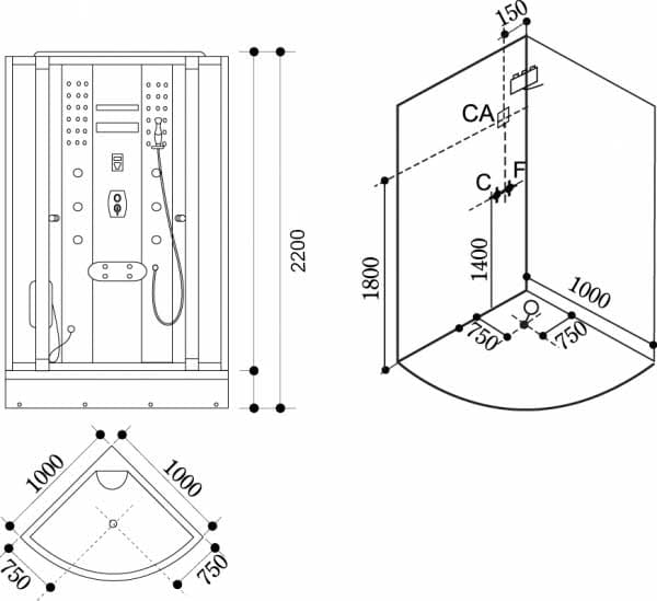 Bản vẽ kỹ thuật Phòng Tắm Xông Hơi Uớt Govern JS-0103
