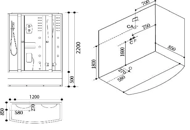 Bản vẽ kỹ thuật Phòng Tắm Xông Hơi Uớt Govern JS-0105 